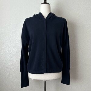 ME+EM 100% Cashmere Navy Blue Hidden Button Hoodie Women's Cardigan , Size M/L